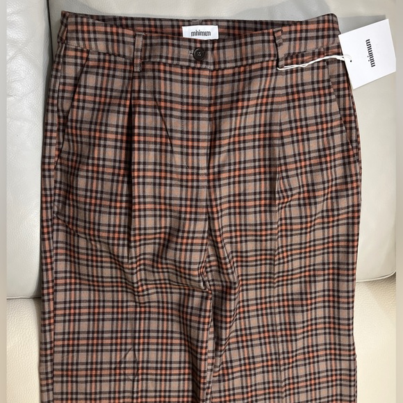 NWT - Minimum Women’s London Plaid Wide Leg Split Hem Trousers- Size 38 / M - Picture 2 of 11